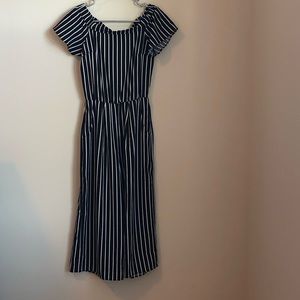 Dry Goods black and white striped jumpsuit